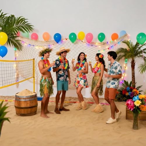30 ft Fishing Net Decor, Large Fish Net Decorations | decorative fishing net for Pirate Mermaid Ocean Beach Hawaii Under The Sea Nautical-Themed Party - size: 30ft