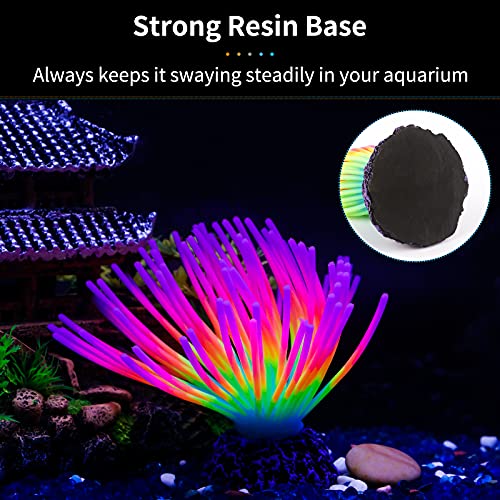 Uniclife Aquarium Imitative Rainbow Sea Urchin Ball Artificial Silicone Ornament with Glowing Effect for Fish Tank Landscape Decoration - color: Rainbow Sea Urchin