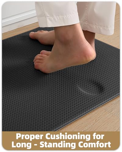 Color&Geometry Anti Fatigue Cushion Kitchen Mat for Floor -17"x29",Easy Clean, Water & Oil Proof, Anti Slip, Foam Rubber Runner Rug for Front Sink Comfort Standing,Black - color: Black, size: 29"L x 17"W x 0.4"Th