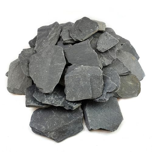 Slate Rock for Aquarium, 3-5 Inch Polished Natural Stone Rocks, Fish Tank Decor, Aquascaping Rocks, Safe for Aquariums, Terrariums, 20 lbs - color: 20 lbs, size: 3-5 Inch