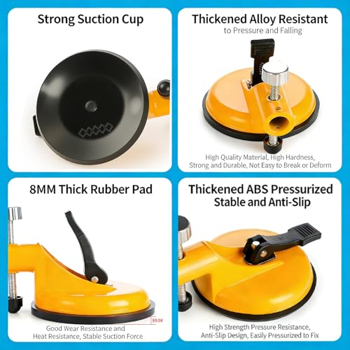 Adjustable Height Setter - Professional Countertop Leveling Tool, with Heavy-Duty Rubber Suction Cups, for Granite, Marble, Quartz Slabs with Vacuum Lifting Clamps Rubber (Yellow) - color: Yellow