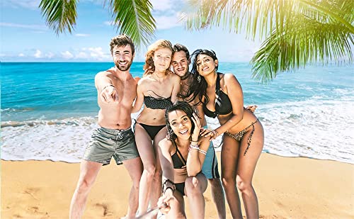 Leowefowa 10x8ft Sea Beach Backdrop Seaside Sand Beach Sea Wave Tropical Palm Leaf Photography Backdrops for Photo Shoots Holiday Party Adult Personal Portrait Photo Background Studio Props - size: 10x8ft