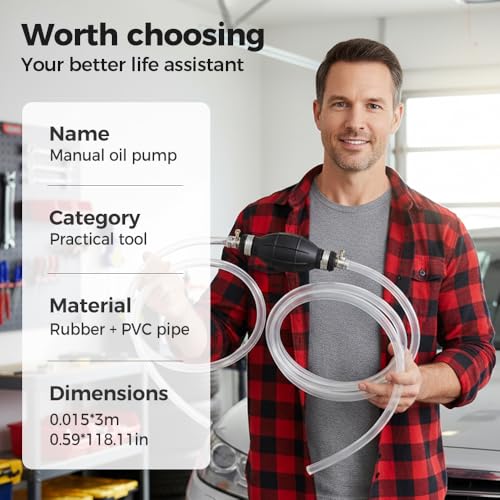 Multifunctional Liquid Siphon Pump, 2026 New Gasoline Siphon Hose Hand Fuel Transfer Pump for Motor Oil, Fuel, Diesel, Water, Fish Tank, Manual Fuel Pump with 6.5ft Hose (Basic Model)