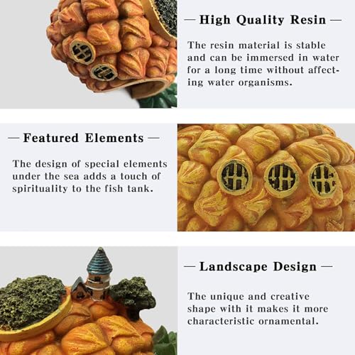 Tfwadmx Aquarium Decorations Resin Pineapple Fish Tank House Hermit Crab Hideout Cave Shelter Decor Underwater Landscape Hut Aquarium Ornament for Shrimps Breeding Hiding