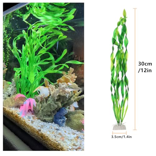 12Pcs Artificial Seaweed Water Plants, Aquarium Decorative Plants, Plastic Fish Tank Plants Decoration for Home and Office Fish Tanks(Green)