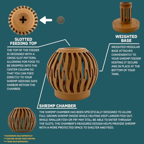 Shrimp Feeder and Hide for Freshwater Aquariums – Modular Design, Aquascape Friendly, Designed & Manufactured in USA (Sand) - color: Sand