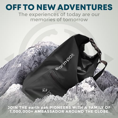 Earth Pak Waterproof Dry Bag with Zippered Pocket - Waterproof Dry Bag Backpack Keeps Gear Dry - color: Black, size: 5L