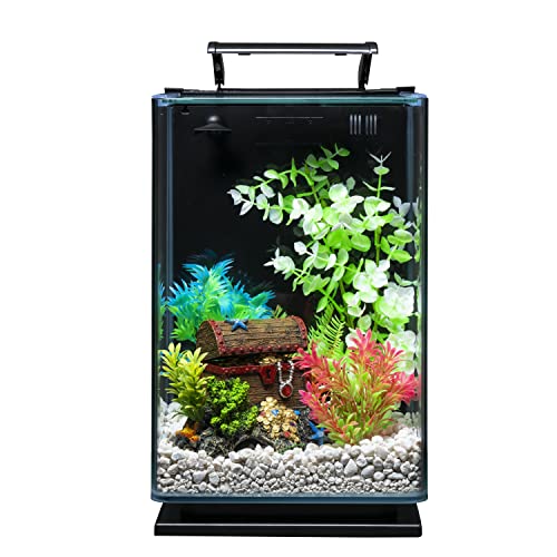 GloFish Plant Aquarium Décor, Green and White Large, Fluorescent Under Blue LED Light
