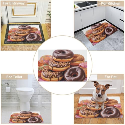 Outdoor Door Mat 15.7" X 23.6" Non-Slip Doormat Donuts Chocolate Front Door Mats Quick Dry Welcome Mats for Outdoor Indoor Entrance Mat Home Decor Floor Mats for Patio - color: Donuts Chocolate