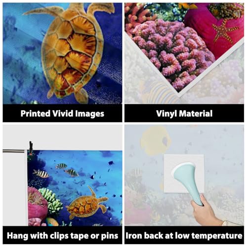 AOFOTO 15x8ft Underwater Ocean Coral Reef Backdrop Under The Sea Tropical Fish Sea Turtle Marine Life Photography Background Seabed World Nature Scene Aquarium Decor Kids Portrait Photo Shoot Props - size: 15x8ft