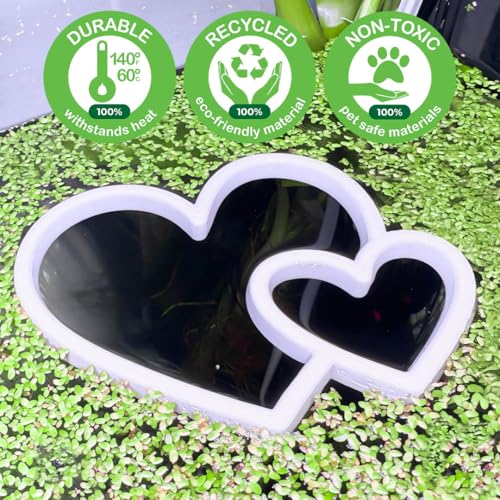 Fish Feeding Portals for Betta & Aquariums | Floating Food Rings & Breathing Windows (Multiple Shapes & Colors) (Heart - Pink) - color: Heart - Pink