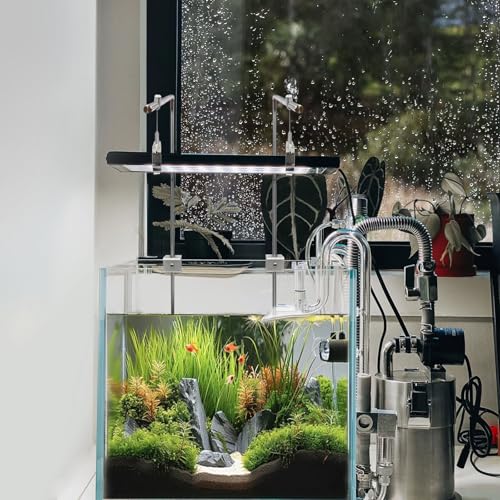 2 Pcs Aquarium Light Riser Stand for Rimless Fish Tanks - Adjustable Tank Light Holder Fits 5–24" LED/T5/Hybrid Fixtures, Saltwater & Freshwater Aquarium Light Hanging Kit