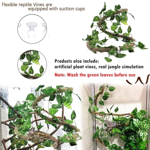 Hamiledyi Reptile Driftwood Decoration Natural Coral Driftwood Branches for Aquarium Reptiles Trunk Log Ornament Bendable Jungle Climbing Vines Decor for Bearded Dragon Lizad Amphibian Fish Tank