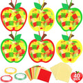 Renbuzhu 40PCS Back to School Apple-Shaped Crafts Bulk: Tissue Paper Sign Suncatchers, First Day of Classroom Activities DIY Kit, Fall Decorations, Window Stained Glass Effect Art Supplies - style: apple-shaped