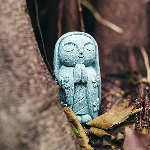livelyfish Mini Monk Statue Japanese Buddha Figurine Feng Shui Praying Monk Statues Sandstone Sculptures for Fish Tank Aquarium Home Decoration, 5 - size: 5