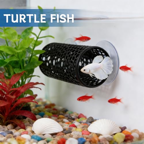Betta Fish Toy, Betta Fish Tunnel Hammock, Safe Aquarium Decor for Smallfish Shrimp, Bettas Tank Accessories with Suction Cup & Simulated Lotus Leaves Perfect for Hideout/Play Area