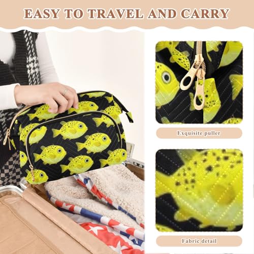 Cosmetic Travel Bag Zipper globefishes Aquarium Fish Tank Lovers (longword) Women's Coin Change Purse for Personal Items Organizer