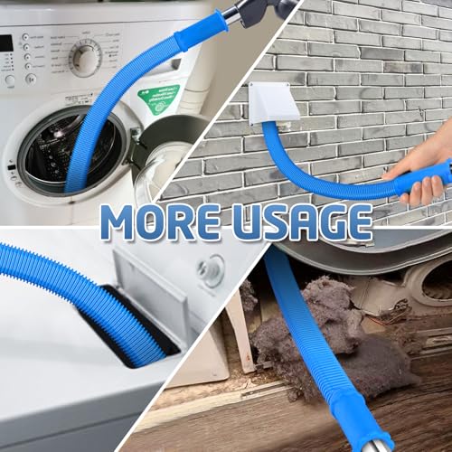 PetOde Upgraded 2 Pieces Dryer Vent Cleaner Kit Compatible with Most Vacuum Cleaner, Flexible Dryer Lint Brush and Vacuum Hose Attachment - 31.5 Inch, Quickly Lint Remove, Blue - color: Blue