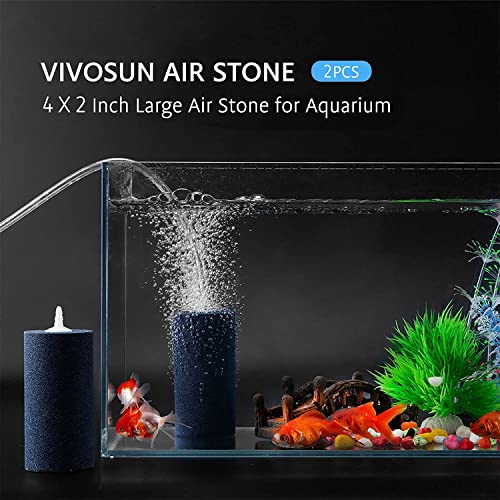 VIVOSUN Air Stone 2PCS 4 x 2 Inch Large Air Stone for Aquarium, Fish Tank and Hydroponics Air Pump (Pack of 2) - size: 2PCS 4 x 2 Inch (Pack of 2)
