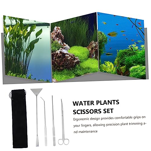 Totority 1set Aquascaping Tools Kit for Aquariums Includes Scissors Tweezers and Spatula for Planting and Maintaining Tanks