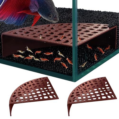 Shrimp Tank Accessories – 2Pcs Fish Tank Decoration, 180° Viewing & Stable Hides for Shrimp Refuge & Spawning - color: Brown