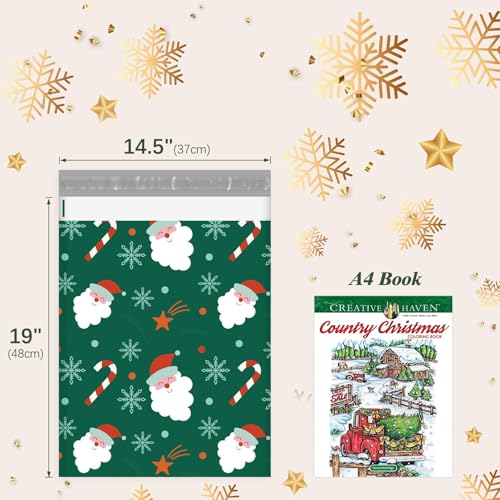Fuxury Christmas Poly Mailers 14.5x19 Inch 500Pcs,Large Shipping Bags Christmas for Clothing,Strong Adhesive Shipping Envelopes for Small Business, Self Seal Poly Bag Mailing Envelopes Green Santa - color: Green Christmas Santa, size: 14.5x19'' 500pcs