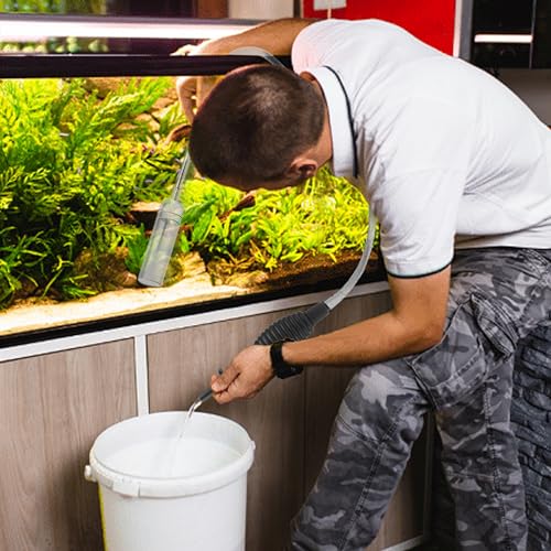 Newpol 5.7FT Aquarium Siphon Vacuum Cleaner for Fish Tank Cleaning Gravel & Sand & Change The Water, transparent
