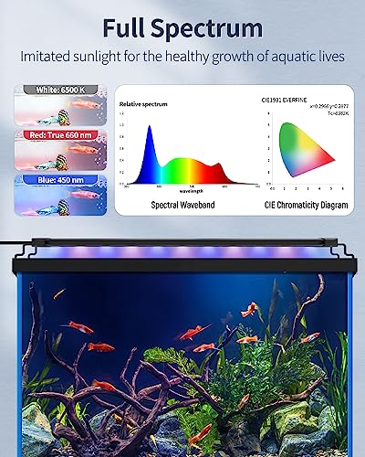 Pawfly 14W Aquarium LED Light for 18 to 24 Inch Fish Tanks Extendable Fish Tank Light with Full Spectrum Brilliant White Blue Red Lights with Daytime & Night Modes and Adjustable Brightness - color: Basic, size: 18"-24"