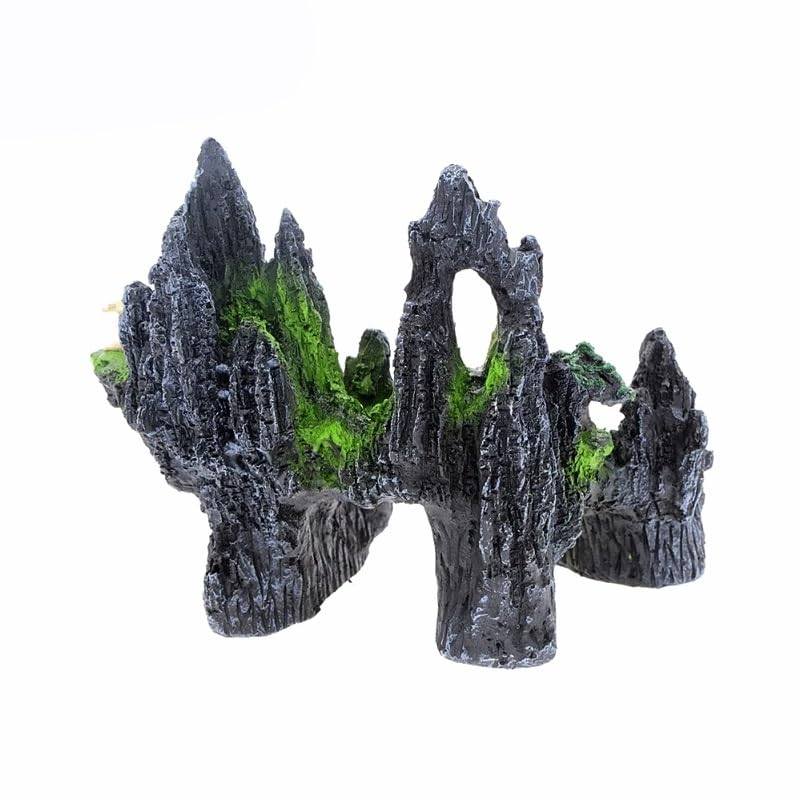 Large Mountain View Aquarium Ornament Tree House Cave Bridge Decoration for Fishes Stone Rock Accessories