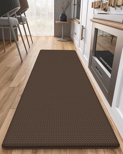 Color&Geometry Anti Fatigue Cushion Kitchen Mat for Floor -17"x59",Easy Clean, Water & Oil Proof, Anti Slip, Foam Rubber Runner Rug for Front Sink Comfort Standing,Brown - color: Brown, size: 59"L x 17"W x 0.4"Th
