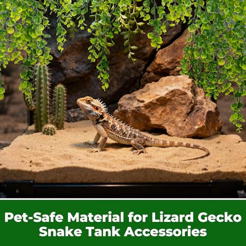 RAINFLOW 2PCS Fake Hanging Plants Reptile Habitat Vines – Artificial Terrarium Plants with Iron Stem, UV Resistant Faux Vines for Bearded Dragon Gecko Snake Turtle Tank Enclosure Decor Indoor Outdoor - color: Green