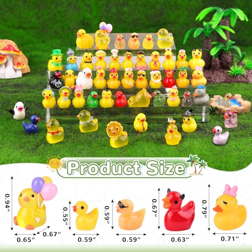 TINKRSTUFF 50PCS Mini Resin Animals Assorted Styles Cute Tiny Ducks,Miniature Duck Figures to Hide,Little Animal Bulk for Topper Desk Garden Dollhouse Landscape Aquarium Ornaments DIY Crafts & Decor - color: Various Ducks-50pcs