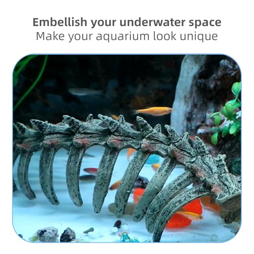 Aquarium Skull Animal Skeletons, Reptile Tank Accessories, Fish Tank Decorations for Amphibians, Betta Fish, Shrimp, Hermit Crab, Leopard Gecko