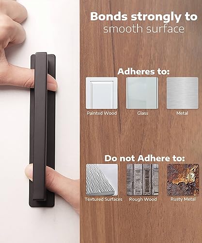 RVPEKUPE Adhesive Cabinet Handles Stick on Handle Self Stick Sliding Shower Door Handle 4-3/4" Black 2-Pack - size: Overall Length 4-3/4"