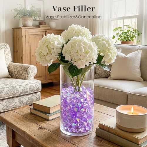 DomeStar 550PCS Small Purple Vase Fillers, Acrylic Fake Ice Rocks Purple Gems Crystals Plastic Diamonds Table Centerpiece Fish Tank Table Scatter Photography Props Display Decor (0.4 * 0.6inch) - color: Bright Purple