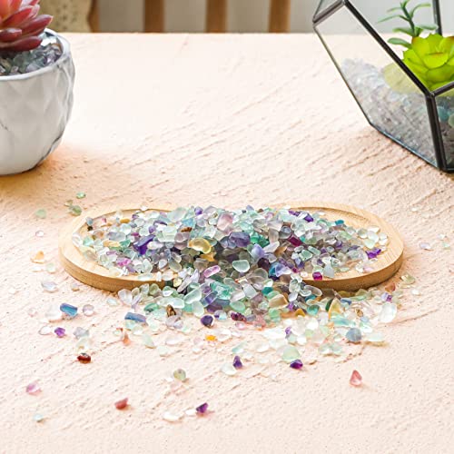 T4U Crystal Chips Stone Crushed Quartz Glass 0.5LB - Fluorite Tumbled Gravel Small Decorative Pebbles Bulk, Mini Polished Rocks Pieces for Crafts, Vases Filler, Succulent Plants, Aquarium Gravel Rocks - color: #4 - Fluorite, size: 0.5 LB