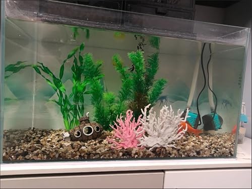 Artificial Aquarium Plants, Green Plastic Fish Tank Decorations, 12 Inch Tall Water Plants with Stable Base, 10 Pack, Safe for Fish (Green) - color: Green