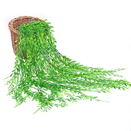 GBESTWOOW Artificial Willow Greenery Plant Fake Hanging Vine Plant for Home Decoration Pack of 2 - size: Weeping Willow-37Inch-2 Pcs
