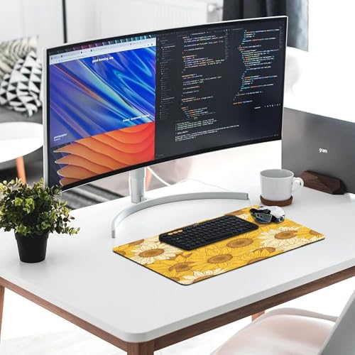 XXL Gaming Mouse Pad Sunflower Vintage Flower XXL Gaming Mouse Pad Large Desk Mat Protector for Desktop, Anti-Slip Rubber Extended Computer Keyboard Mat Writing Pad, 15.7 * 35.4 in,B-1479 - color: B-1479, size: 15.7*35.4 In