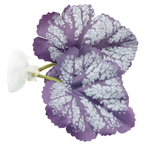 2PCS Purple Betta Fish Leaf Artificial Aquarium Plants Fake Plants Betta Bed Leaf Hammock Beta Fish Leaf Bed Aquarium Purple Plant Leaf Hammock Suction Cup Fish Tank Betta