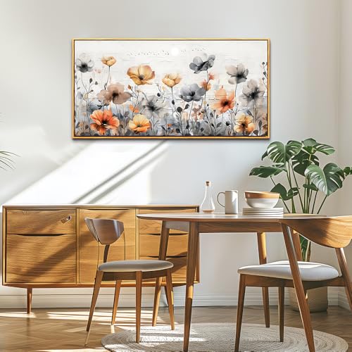 ZUITINGHUA Large Wood Framed Wall Decor For Living Room Canvas Wall Art For Office Modern Wall Decorations For Bedroom Flowers Landscape Paintings Farmhouse Pictures Artwork Home Decor 24x48 In - color: Flowers Wood Framed 1, size: 48"L x 24"W