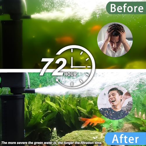 600GPH UV Aquarium Filter for 100-300 Gal Tank, Large Fish Turtle Tank Green Water Clean Machine Submersible Canister Filter Powerful Pump Pond Filter for Saltwater Freshwater Crystal Green Killing - size: Aquarium Filter for 100-300 Gallon