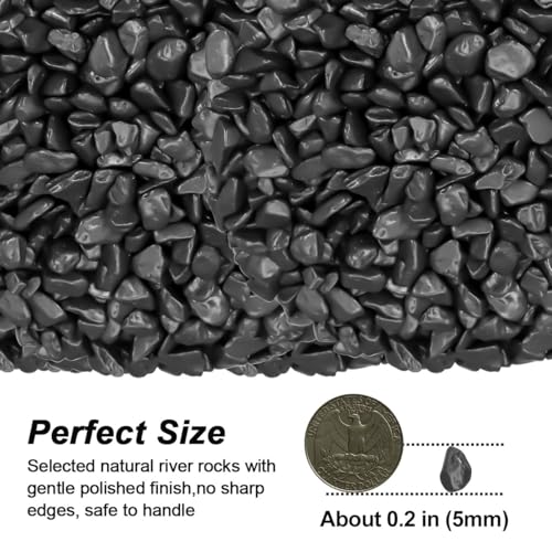 Landscaping Rocks,Landscaping Pebbles, River Rocks Decorative Ornamental Pebbles, DIY Smoothed Rocks for Potted Plant Resin Art Vase Fillers Aquarium Gravel Rocks (1, Black, 5 Pounds) - color: Black, size: 5 Pounds
