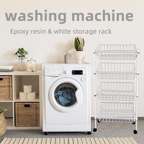 NSF white 4-layer storage rack, kitchen basket rack, vegetable tableware sorting, laundry room dirty clothes storage, detachable storage basket, multifunctional household epoxy resin - size: 4-White DIY basket