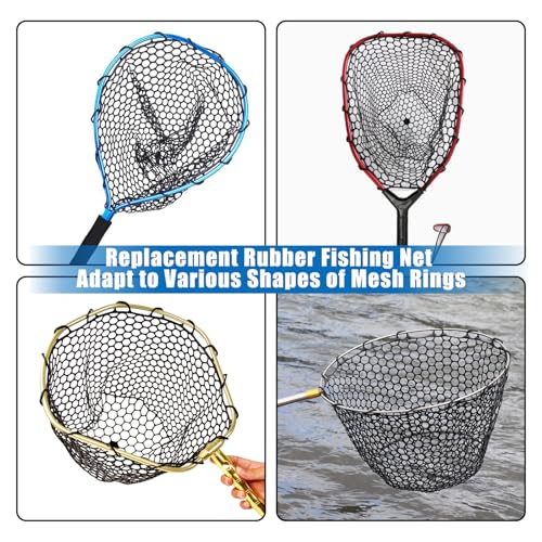 Fishing Landing Net Trout Net Replacement Netting with Rubber Mesh for Fish Fly and Fishing Landing - color: Black Rubber Fishing Net, size: Dia 27cm*Dep 20cm(Cir 85cm)