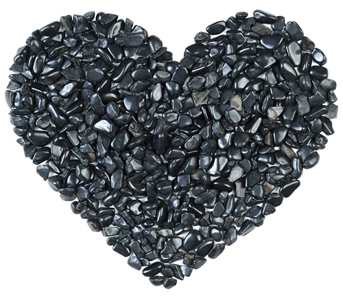 Crocon Polished Black Tourmaline Chips Bulk Natural Stone Raw Gemstone Tumbling Cabbing Polishing Gem Mining Chakra Balancing Reiki and Crystal Healing Good Luck Home Office Décor (1/2 LB) - color: #03 Black Tourmaline Chips, size: 1/2 Pound