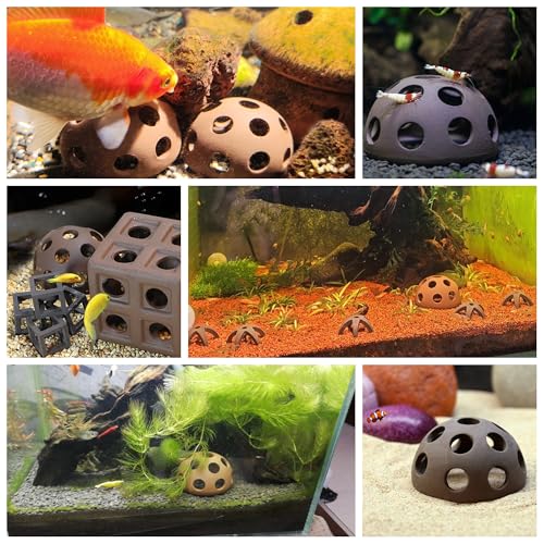 M2cbridge Ceramic Shrimp Dome Hide Shelters Swim Holes Shrimp Habitat Breeding Tube (3PCS Dome) - color: 3pcs Dome