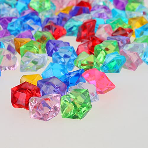 PMLAND Clear Fake Ice Rocks – 550 Pcs Large Multicolor Acrylic Gems Crushed Plastic Diamonds, 3Lbs/2.25 Quarts Bulk Vase Filler for Centerpieces Wedding Theme Décor Aquarium Table Scatter - color: Assorted