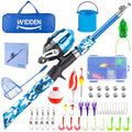 Kids Fishing Pole, Portable Telescopic Kids Fishing Poles for Boys and Girls, Fishing Rod and Reel Combo Kit with Tackle Box, and Fishing Net, Best Fishing Pole for Toddler Youth - color: BLUE