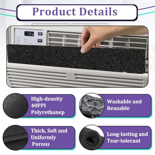 2PCS Air Filter Foam Sheet Material Compatible with UNI 12" x 24" x 3/8" 40PPI Filter Foam, Washable & Reusable Foam Pad Pre Filter Sheet, Cut to Fit Air Conditioners, Air Purifiers, and Aquariums